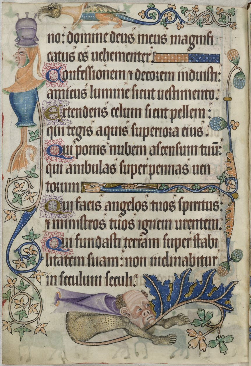 Psalm 103, with Grotesques, from the Luttrell Psalter, c.1325-35 by English School