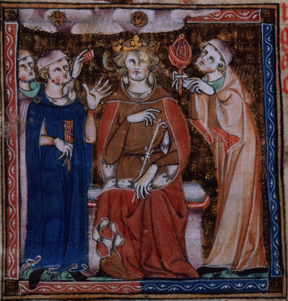 King consulting astrologers about health, from De Secretis Secretorum by English School
