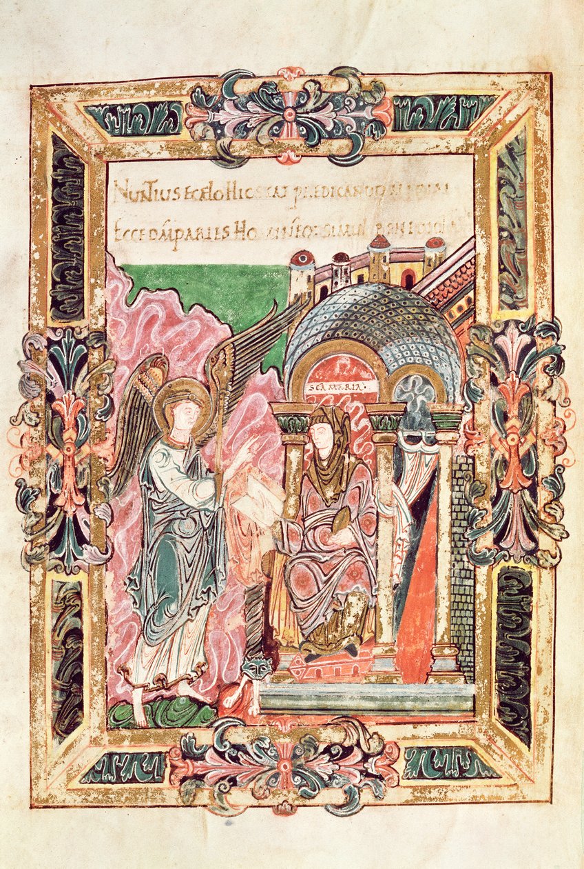 Annunciation, from the Benedictional of St. Aethelwold, Winchester, c.980 by English School