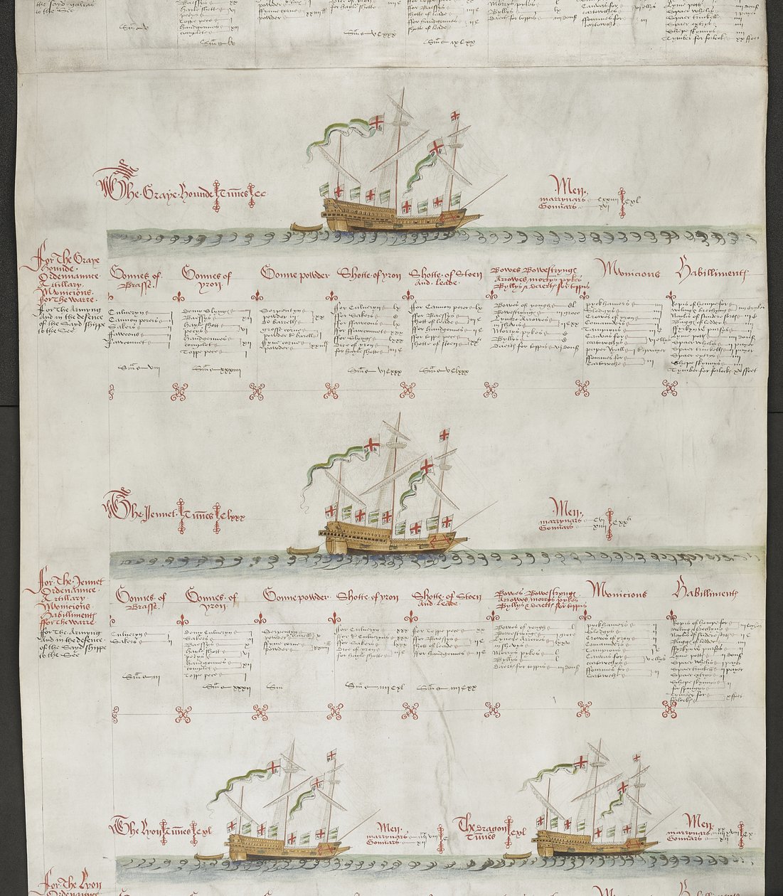 Galleasses: The Greyhound, The Jennet, The Lion and The Dragon, from 