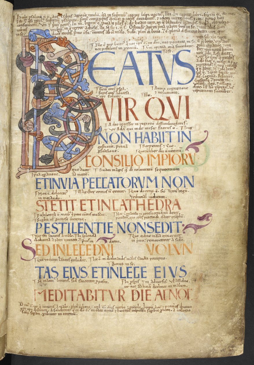 The Beatus-initial (Beatus vir), which begins the book of Psalms from the 