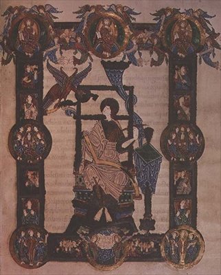 St. John the Evangelist, from the Grimbald Gospels, c.1020 by English School