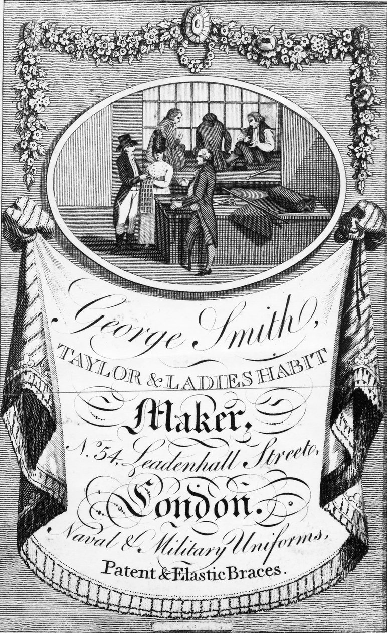 Advertisement for George Smith, Taylor and Ladies Habit Maker by English School