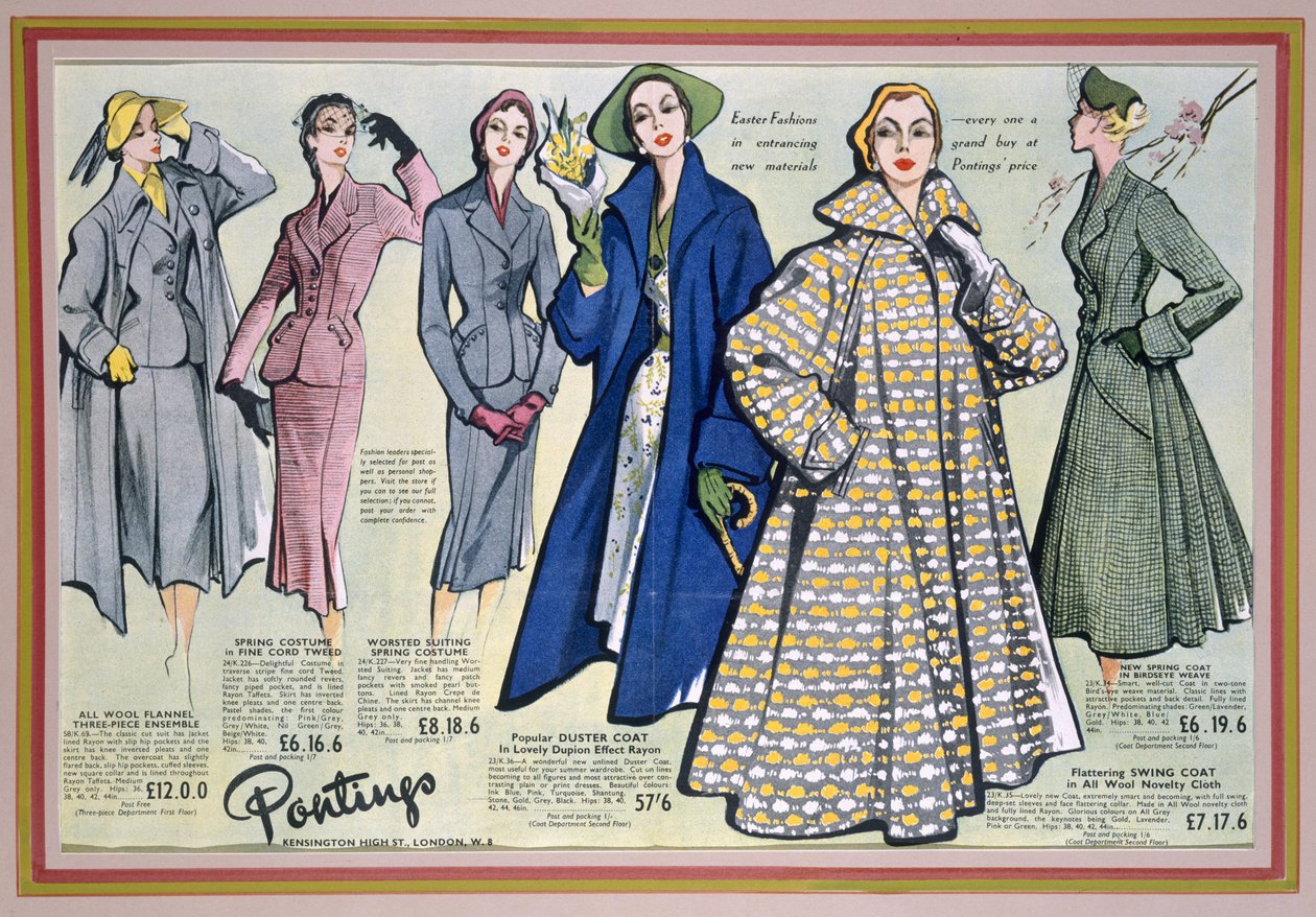 Advertisement for Pontings Spring Collection, 1950s by English School