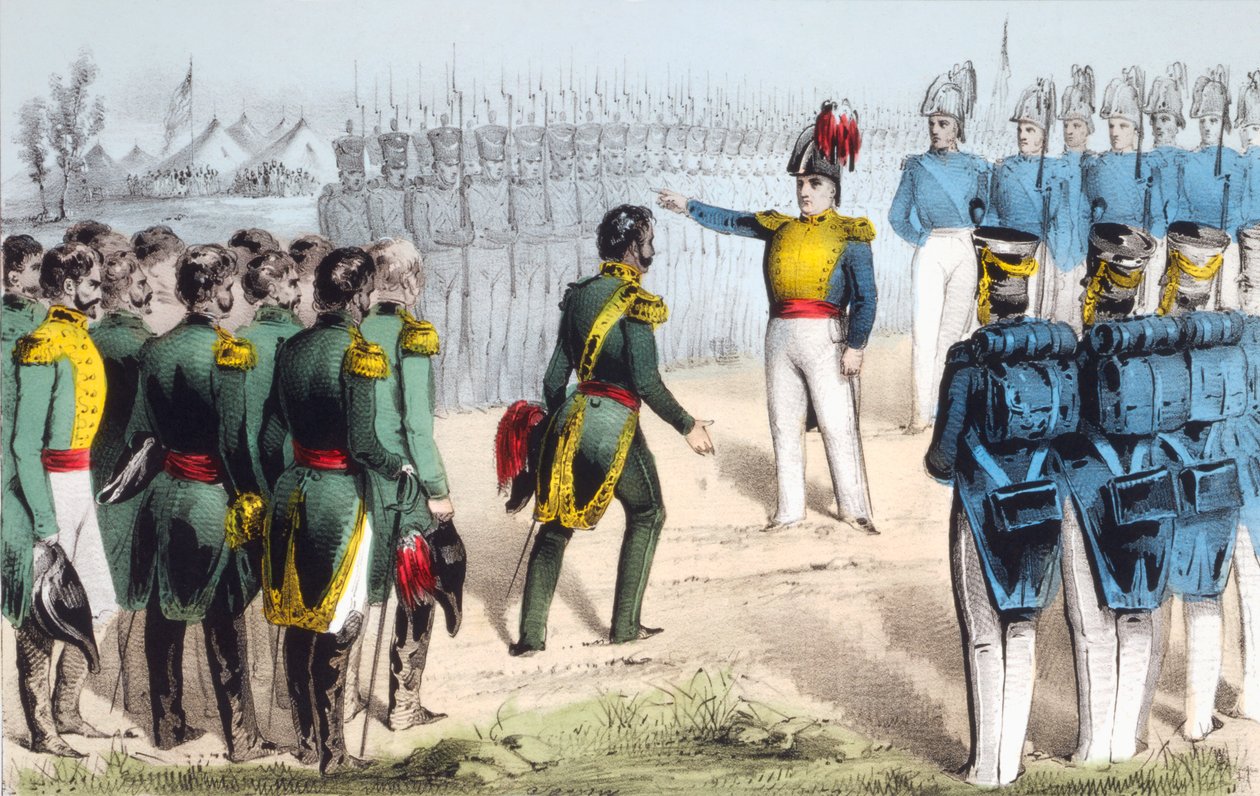 After the Battle of Monterrey, Mexican General Pedro de Ampudia surrenders the city to American General Zachary Taylor during the Mexican-American War by English School