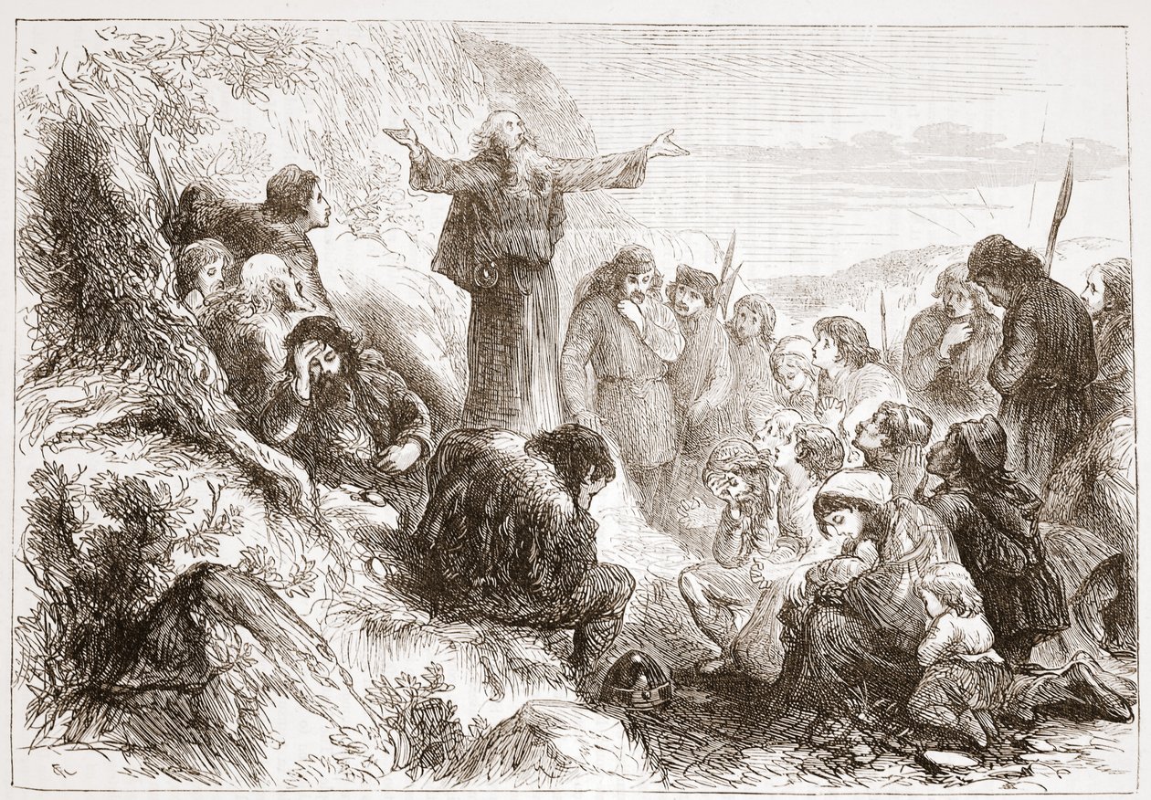 Albigensian worshippers on the banks of the Rhone, illustration from The History of Protestantism by James Aitken Wylie, 1878 by English School