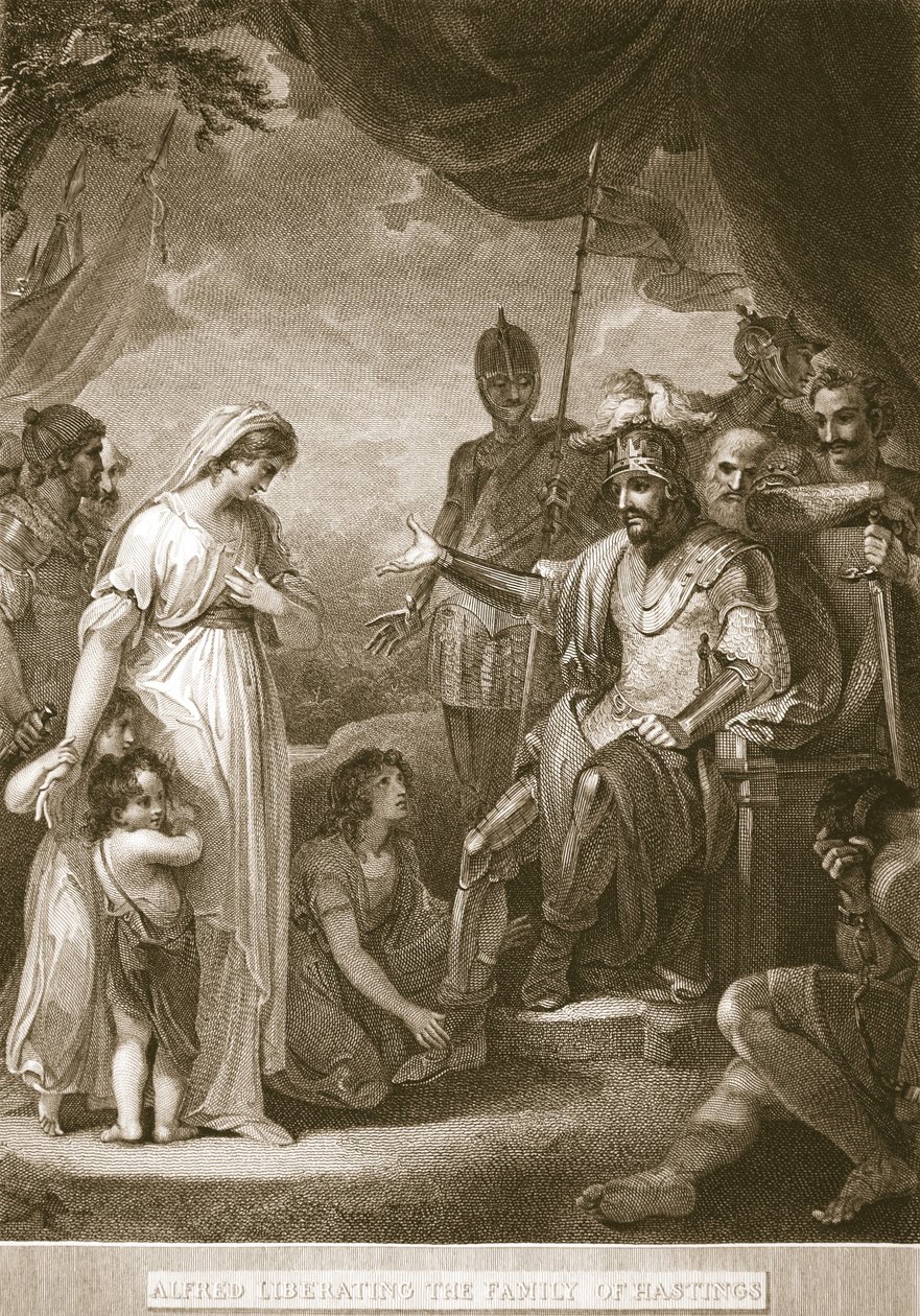 Alfred Liberating the Family of Hastings, Illustration from David Hume