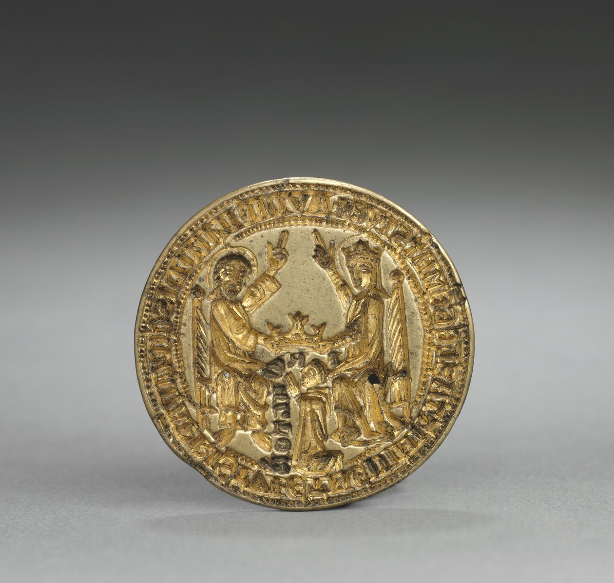 Almond-Shaped Seal: Coronation of the Virgin with a Kneeling Monk by English School