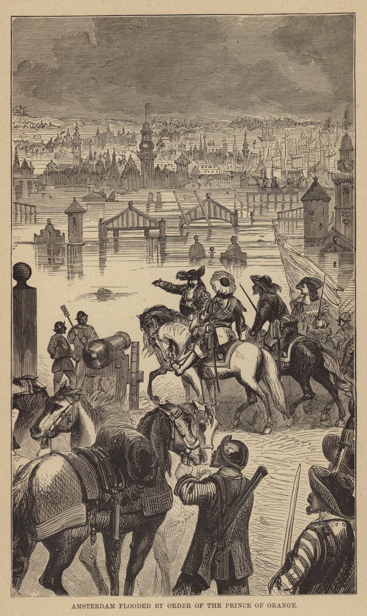 Amsterdam Flooded by Order of the Prince of Orange by English School