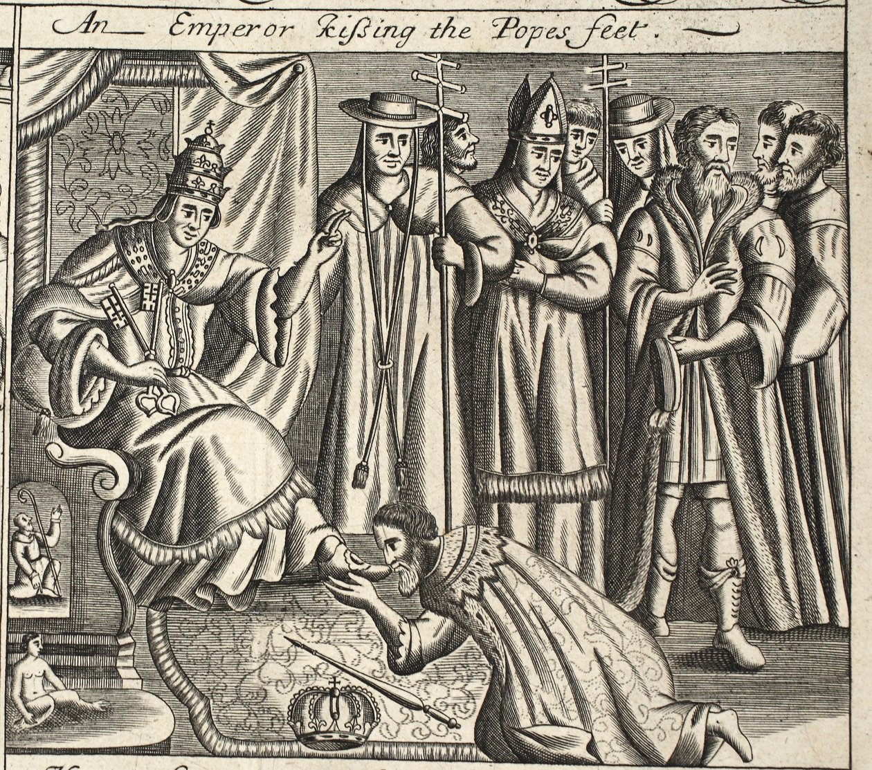 An Emperor kissing the Pope