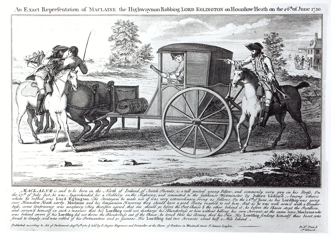 An Exact Representation of Maclaine the Highwayman Robbing Lord Eglington on Hounslow Heath on the 26th of June 1750 by English School