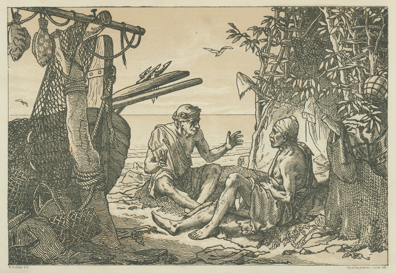 Ancient Greek Fishermen by English School