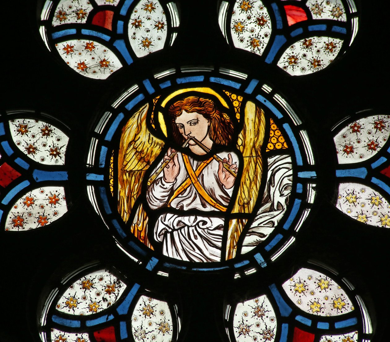 Angel Playing the Pipes by English School