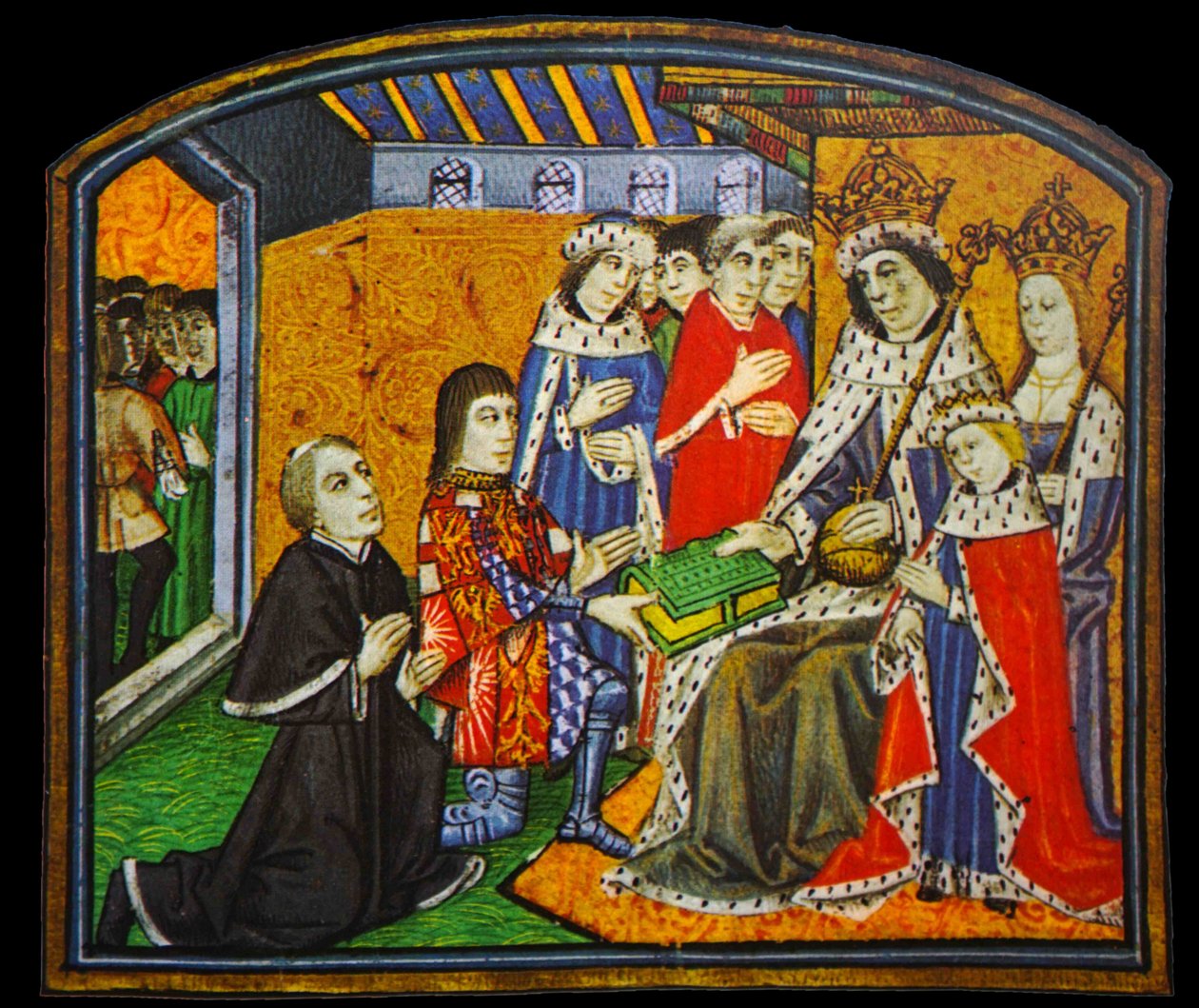 Anthony Woodville, Earl Rivers, presenting the Dictes and Saying of the Philosophers to his brother-in-law, Edward IV by English School