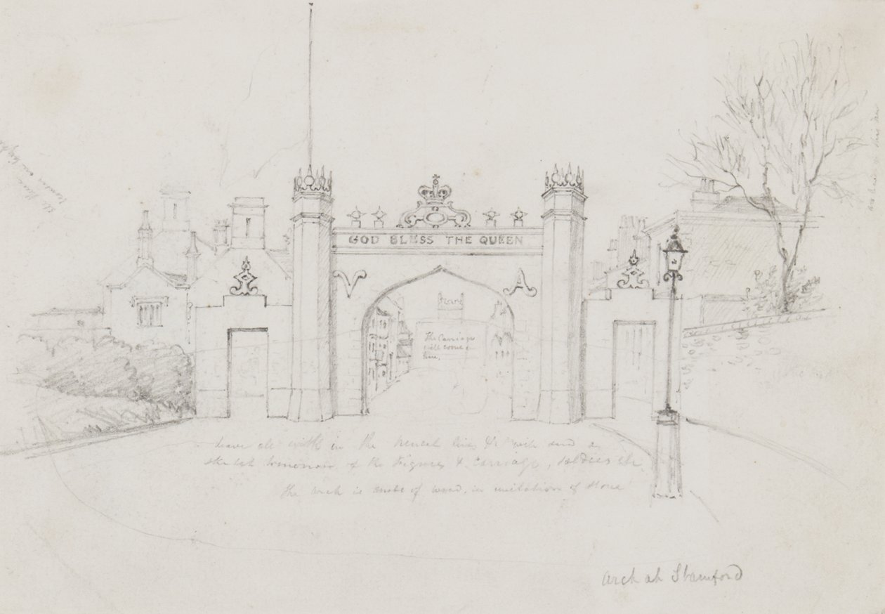 Arch at Stamford, erected to welcome Queen Victoria and Prince Albert en route to Burghley House by English School