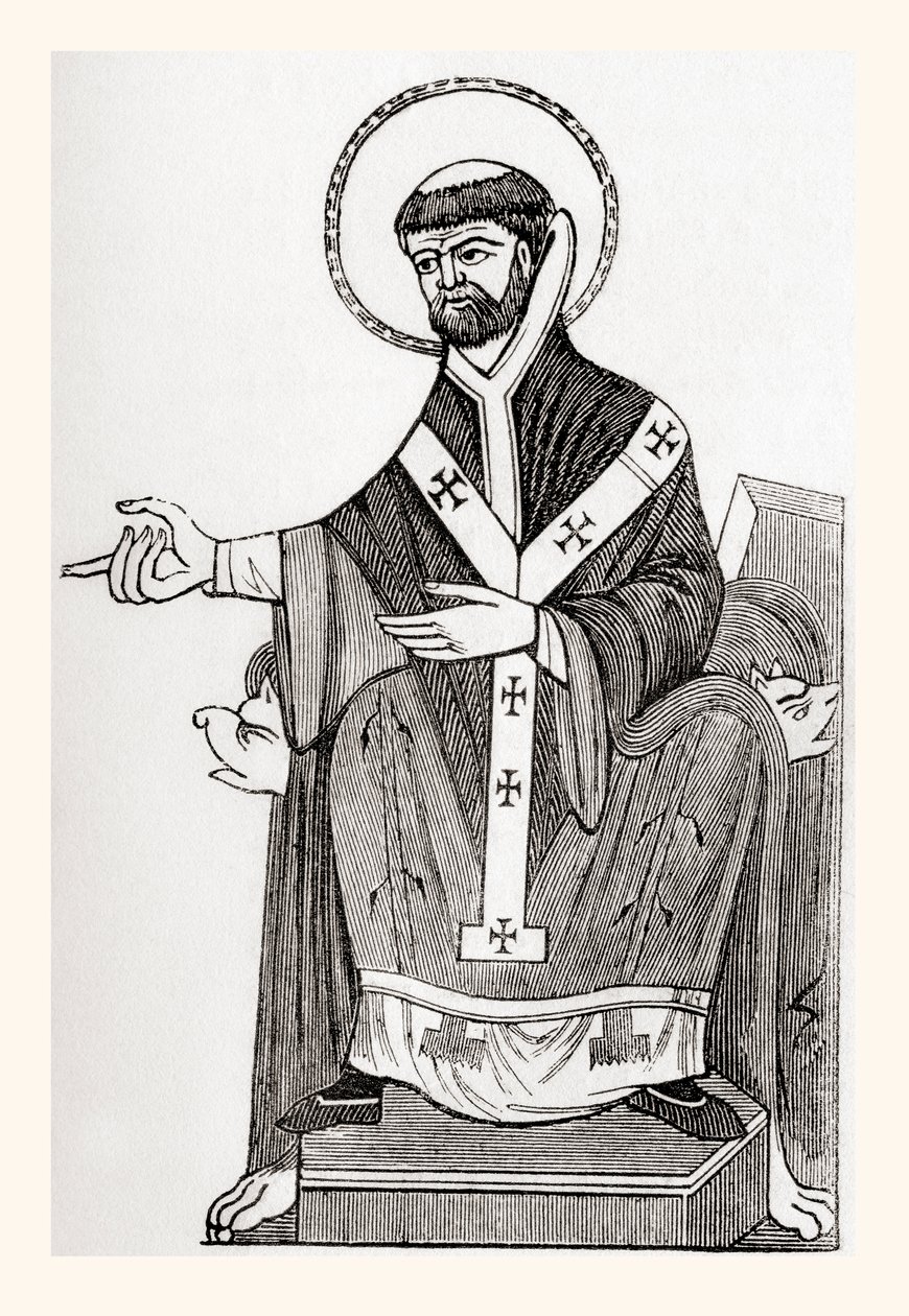 Augustine of Canterbury, 6th century Catholic Benedictine monk who became the first Archbishop of Canterbury, from Old England: A Pictorial Museum by English School