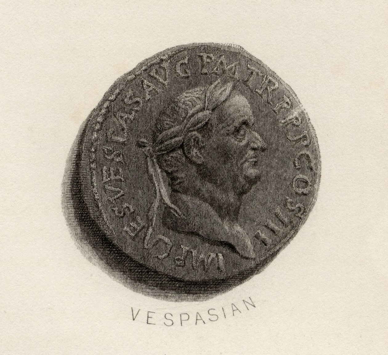 Aureus coin, from the era of Vespasian, Titus Flavius Vespasianus by English School