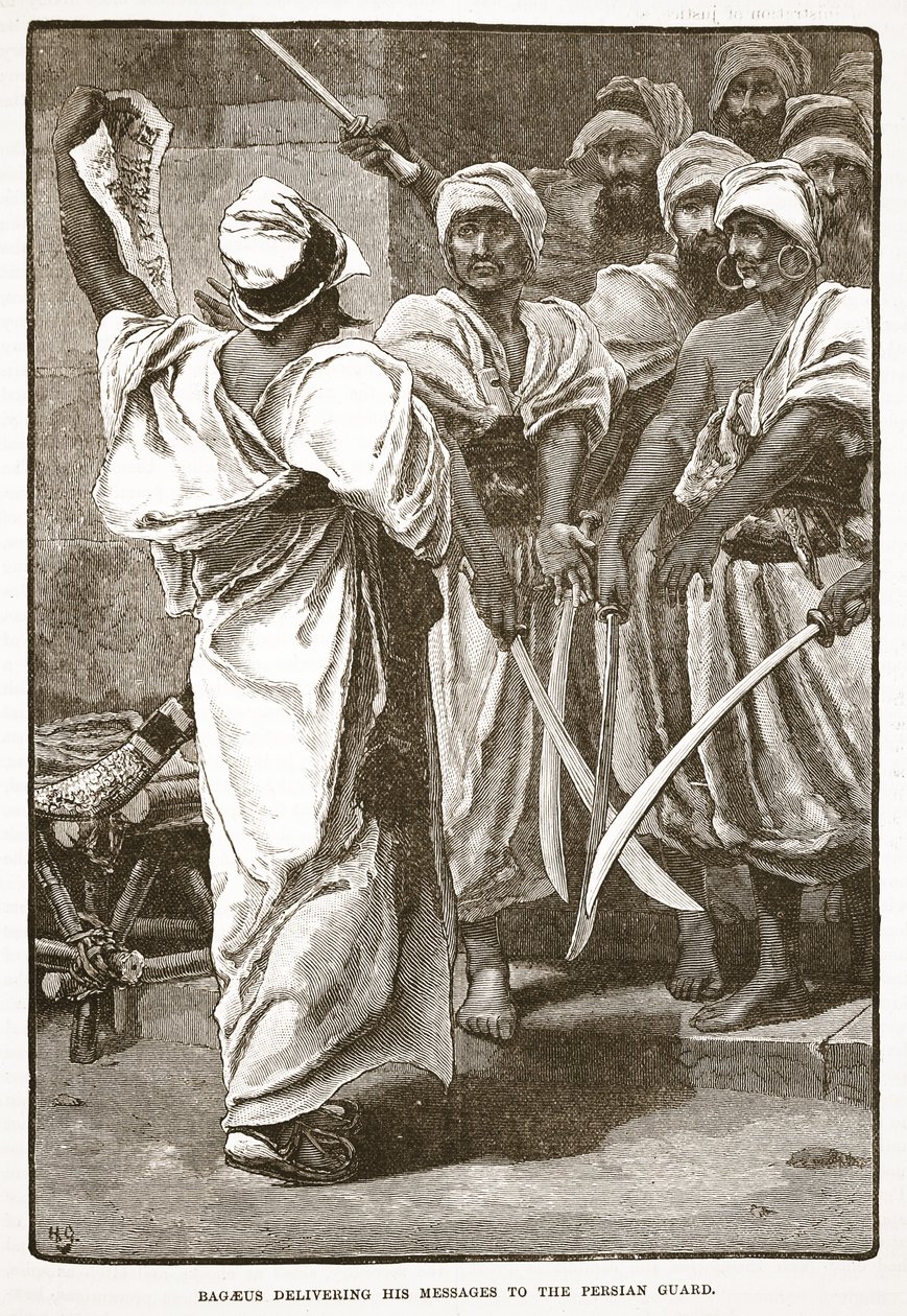 Bagaeus Delivering His Messages to the Persian Guard by English School