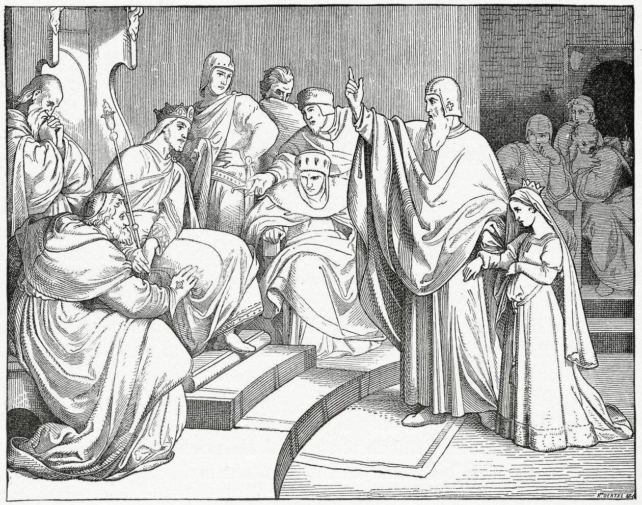 Beatrice led into the Diet for her betrothal, 1882 by English School