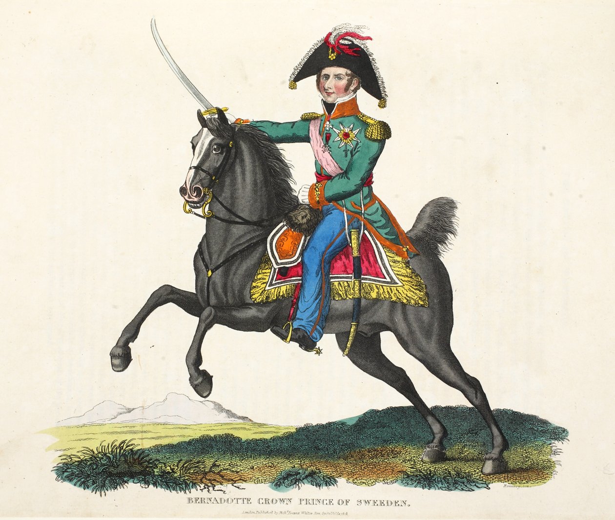 Bernadotte, Crown Prince of Sweden, Illustration from An Historical Account of the Battle of Waterloo by William Mudford, 1816 by English School