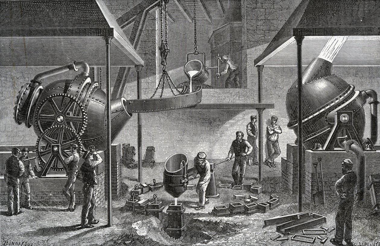 Bessemer Process, Steel Works, Sheffield by English School