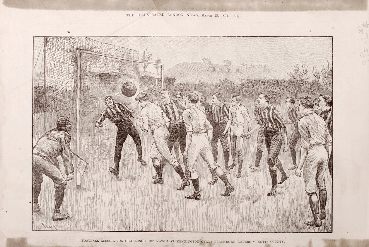 Blackburn Rovers vs. Nottingham County at the Kennington Oval, from The Illustrated Sporting and Dramatic News, 23rd March 1891 by English School