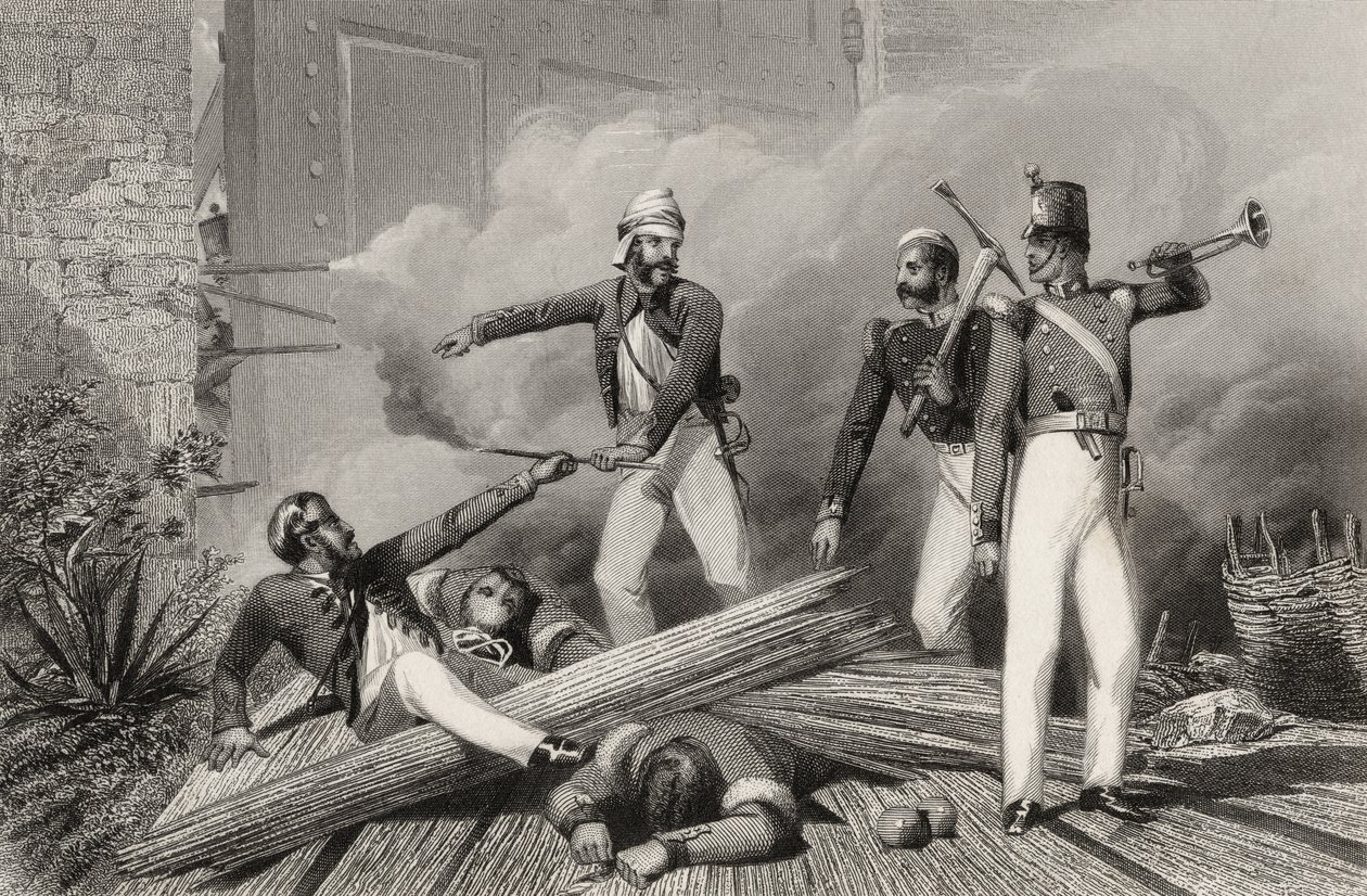 Blowing up of the Cashmere Gate at Delhi, from 