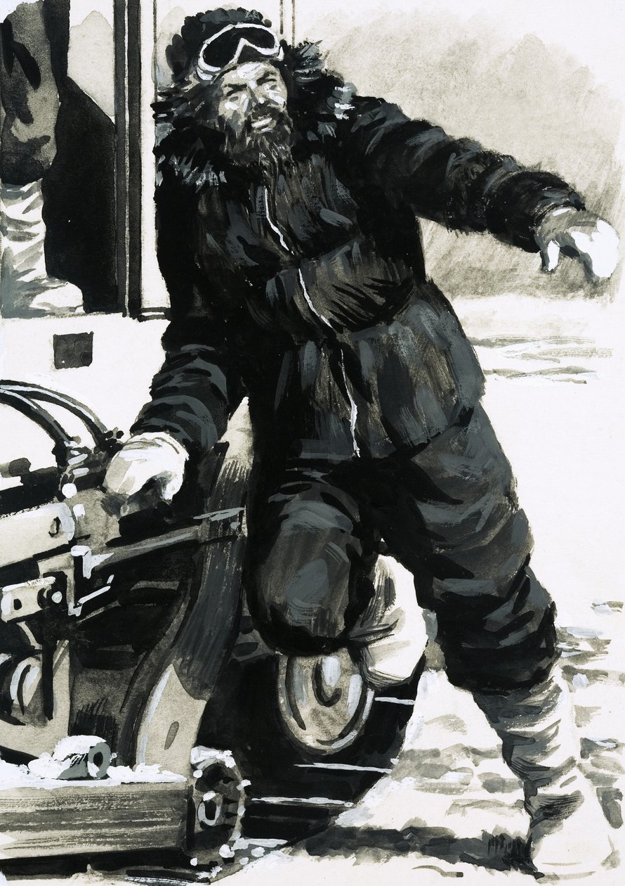 Bob Thomson jumped out onto the ice of Antarctica by English School