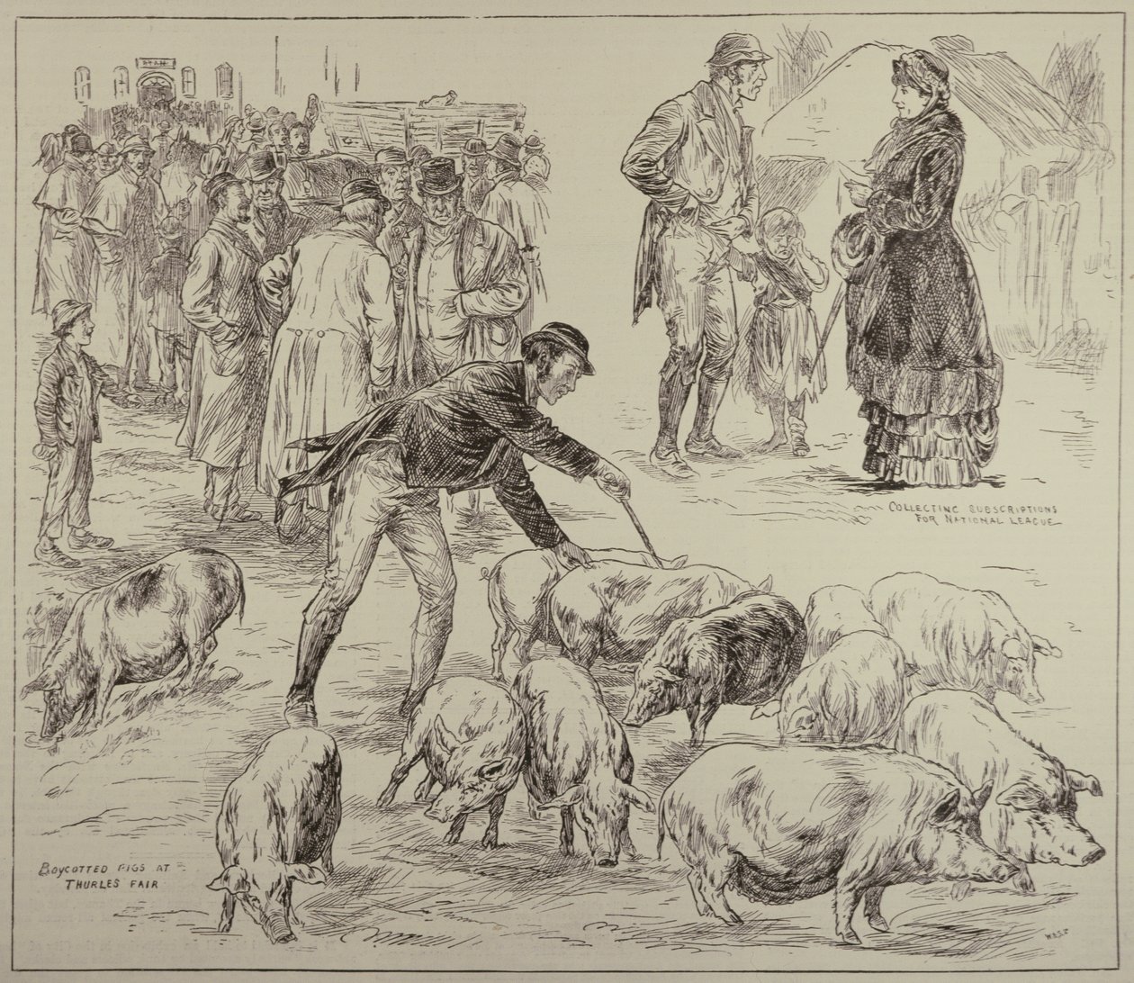 Boycotting in Ireland, from The Illustrated London News, 4th October 1886 by English School