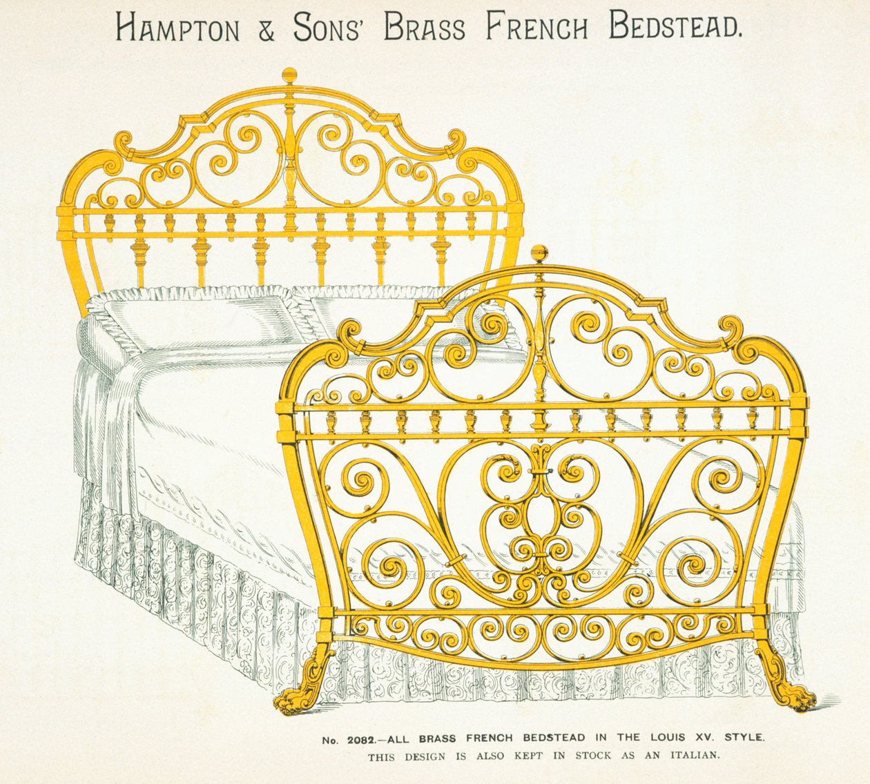 Brass French Bedstead by English School