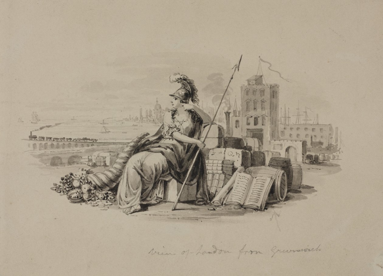 Britannia, View of London from Greenwich by English School