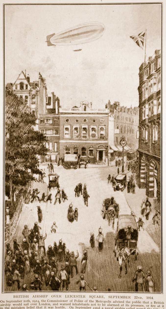 British Airship Over Leicester Square, September 22nd, 1914 by English School