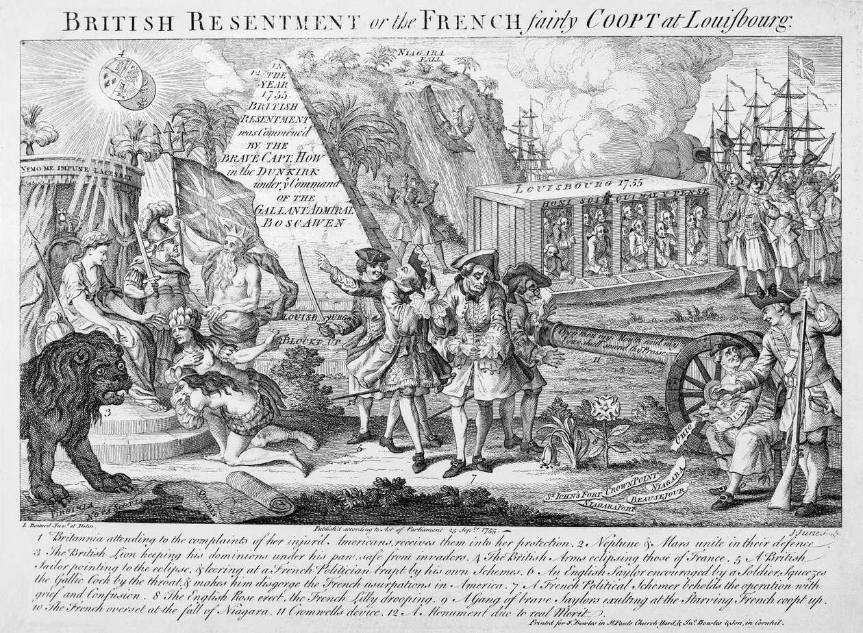 British Resentment or, the French Fairly Coopt at Louisbourg, Published 25th September, 1755 by English School