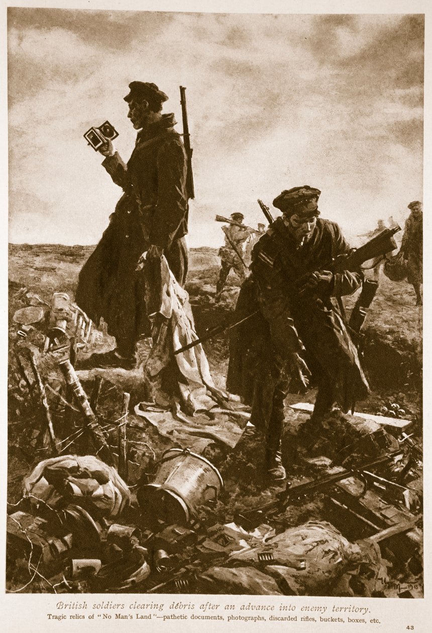 British Soldiers Clearing Debris after an Advance into Enemy Territory, 1914-19 by English School