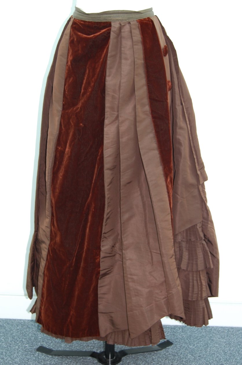 Brown dress (skirt and small jacket), c.1875 by English School