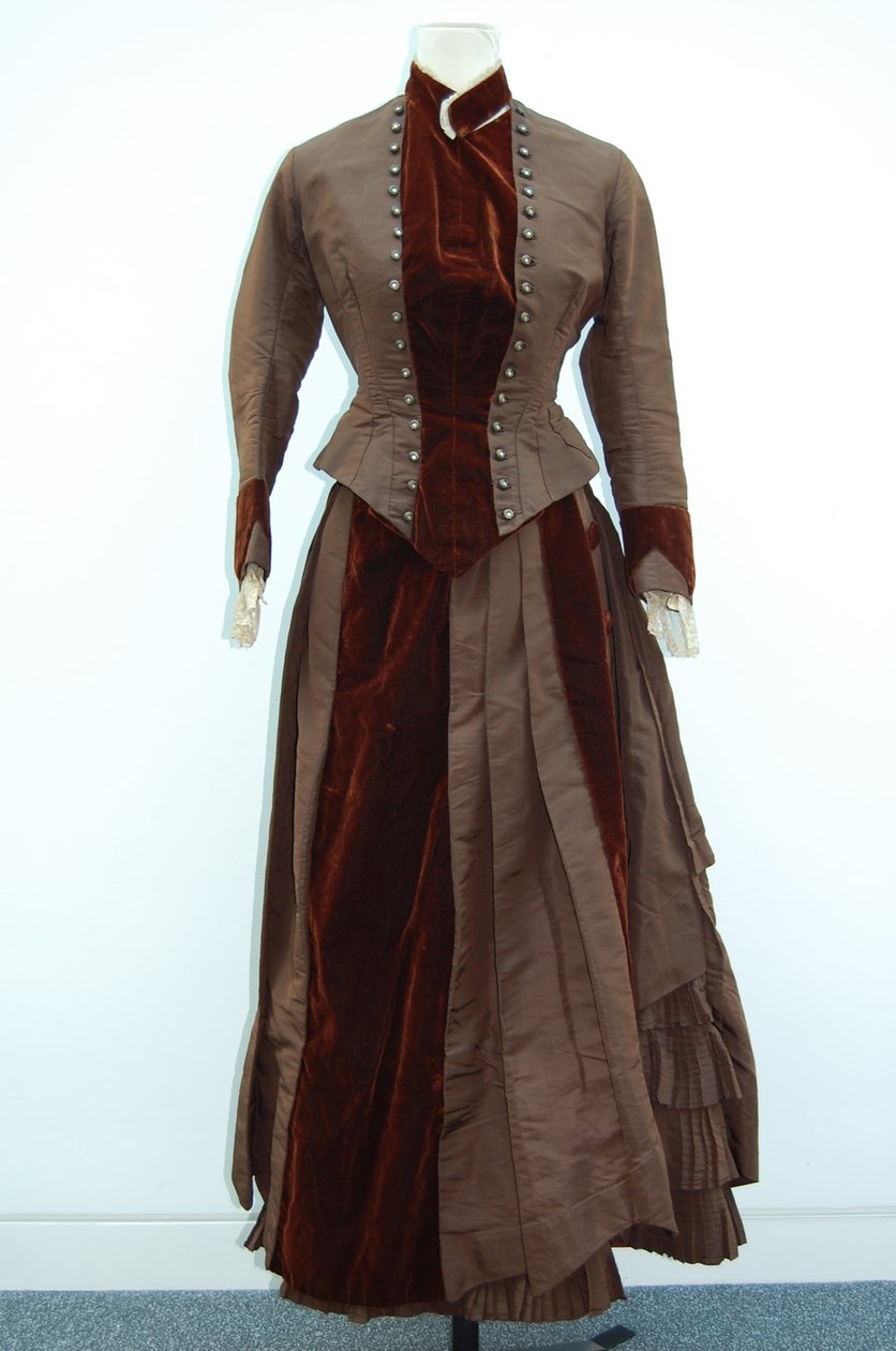 Brown dress (skirt and small jacket), c.1875 by English School
