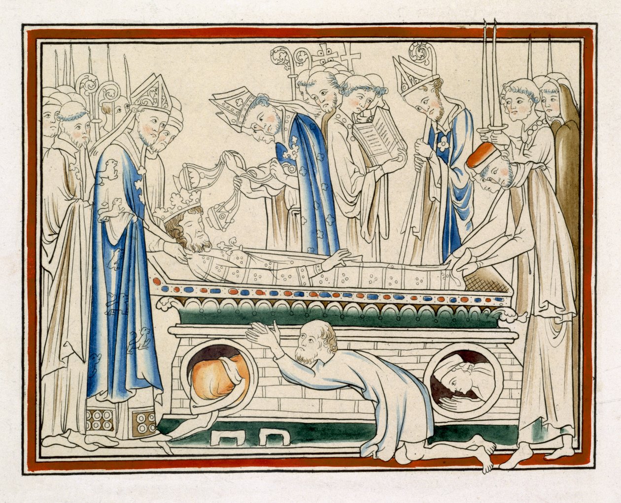 Burial of Edward the Confessor, illustration from a Facsimile of The Life of St Edward the Confessor by English School