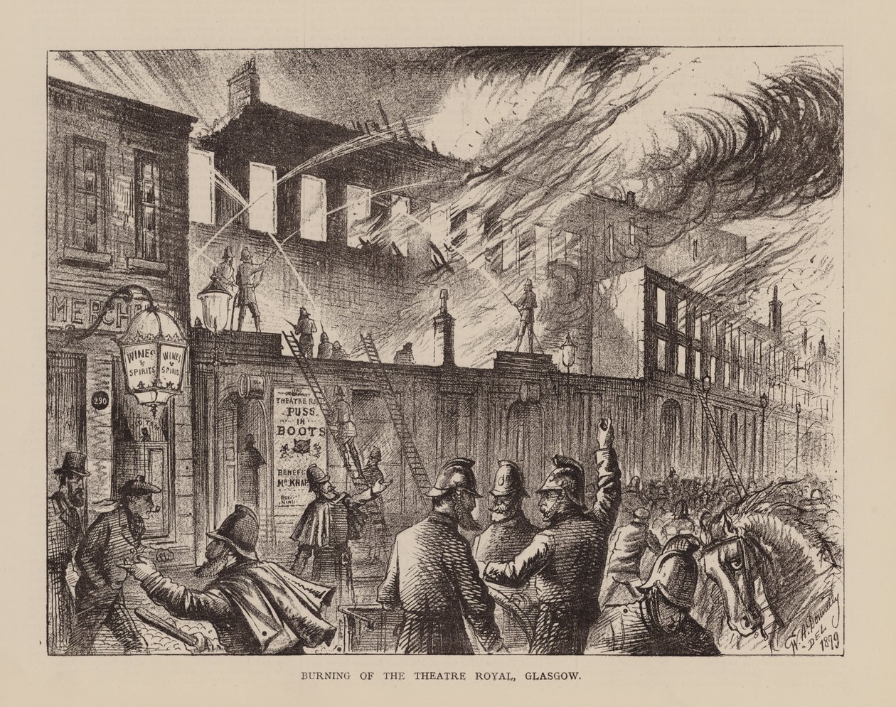 Burning of the Theatre Royal, Glasgow by English School