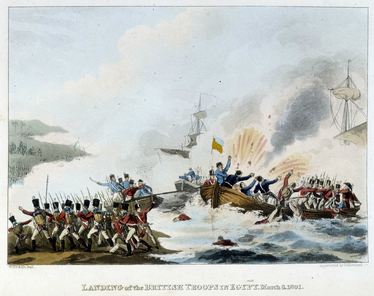 Campaign (Expedition) of Egypt (1798-1801): Debarking of the English army in Egypt, March 8 by English School