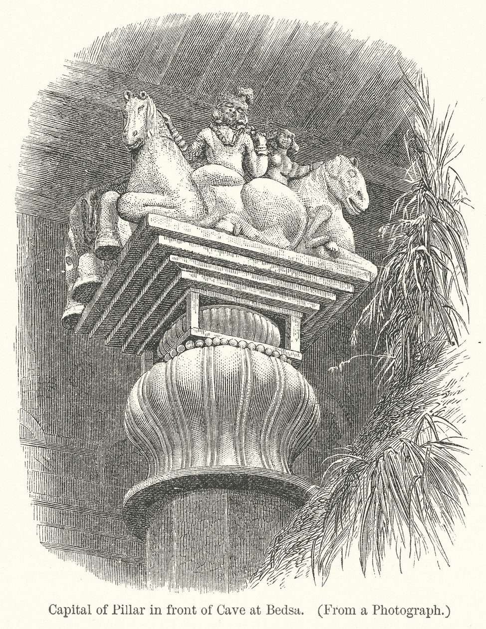 Capital of Pillar in Front of Cave at Bedsa by English School