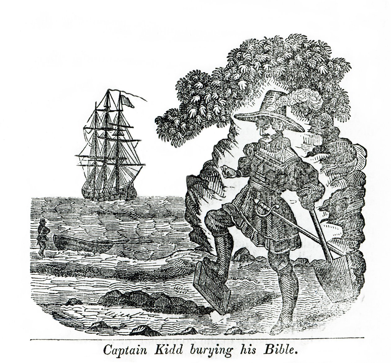 Captain Kidd Burying His Bible, Illustration from 
