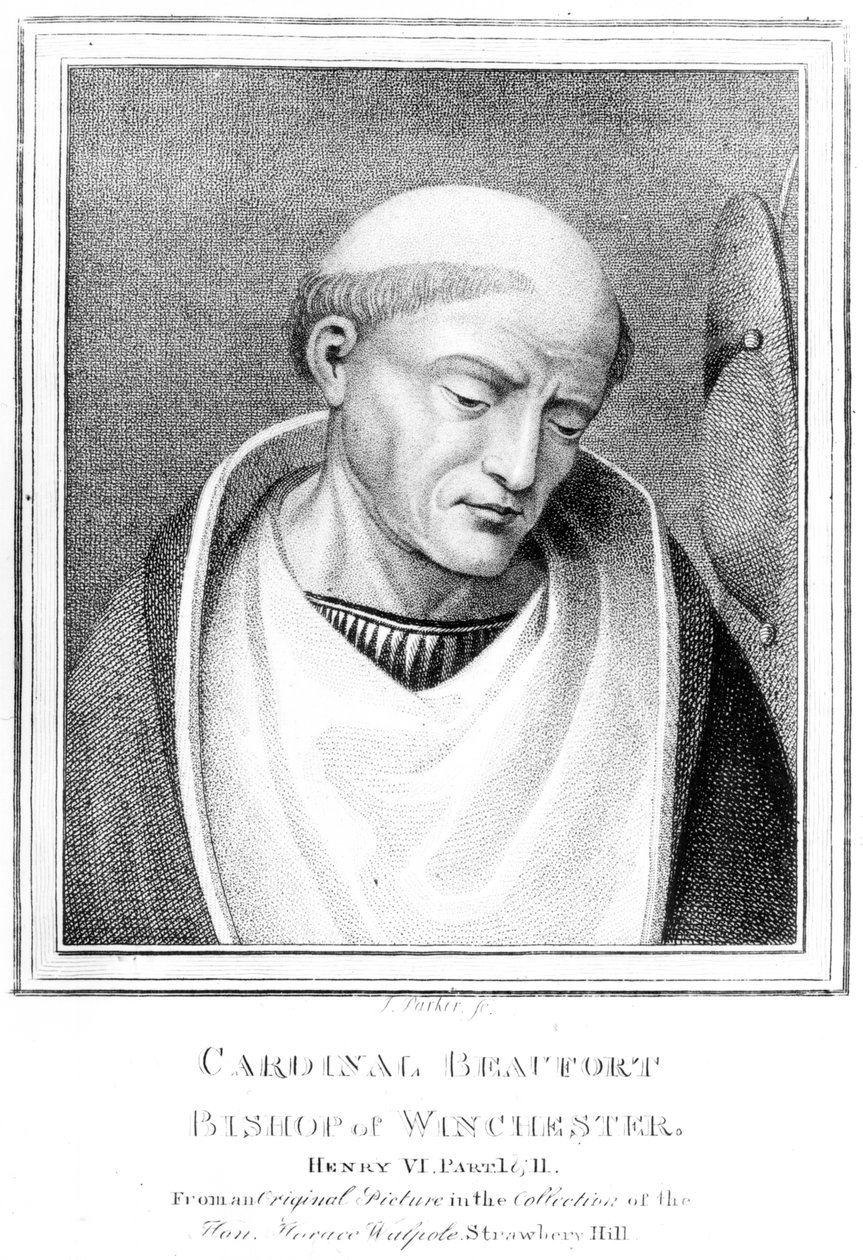 Cardinal Henry Beaufort, Bishop of Winchester, engraved by J. Parker by English School
