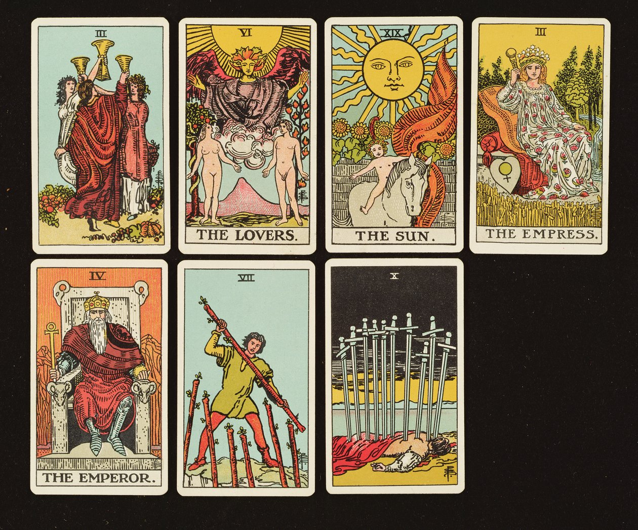 Cards from a Tarot set by English School