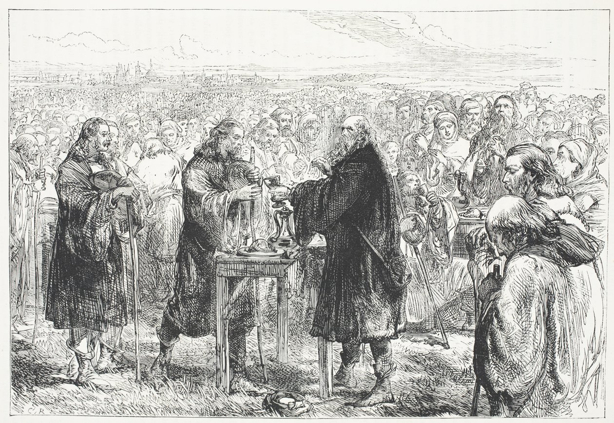 Celebration of the Eucharist by the Hussites in a field near Prague by English School