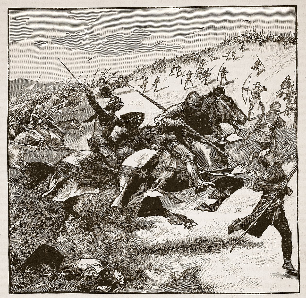 Charge of the Scots at Homildon Hill (Illustration from Cassell