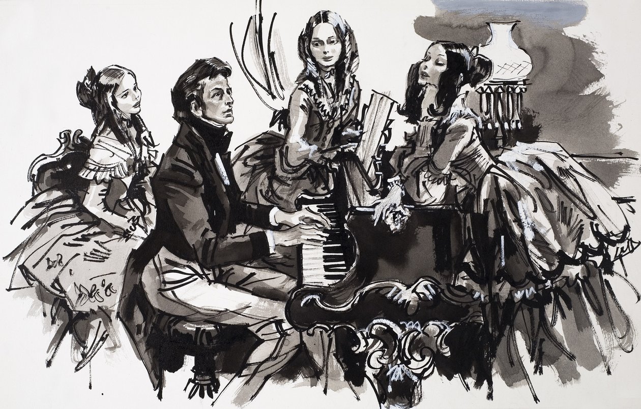 Chopin with Female Admirers by English School
