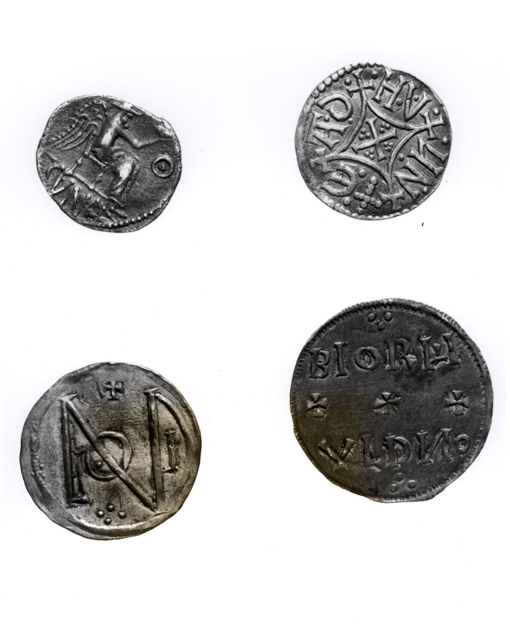Coins of Cunobelinus or Cymbeline, Offa, King of Mercia, and Alfred and Edward the Elder by English School