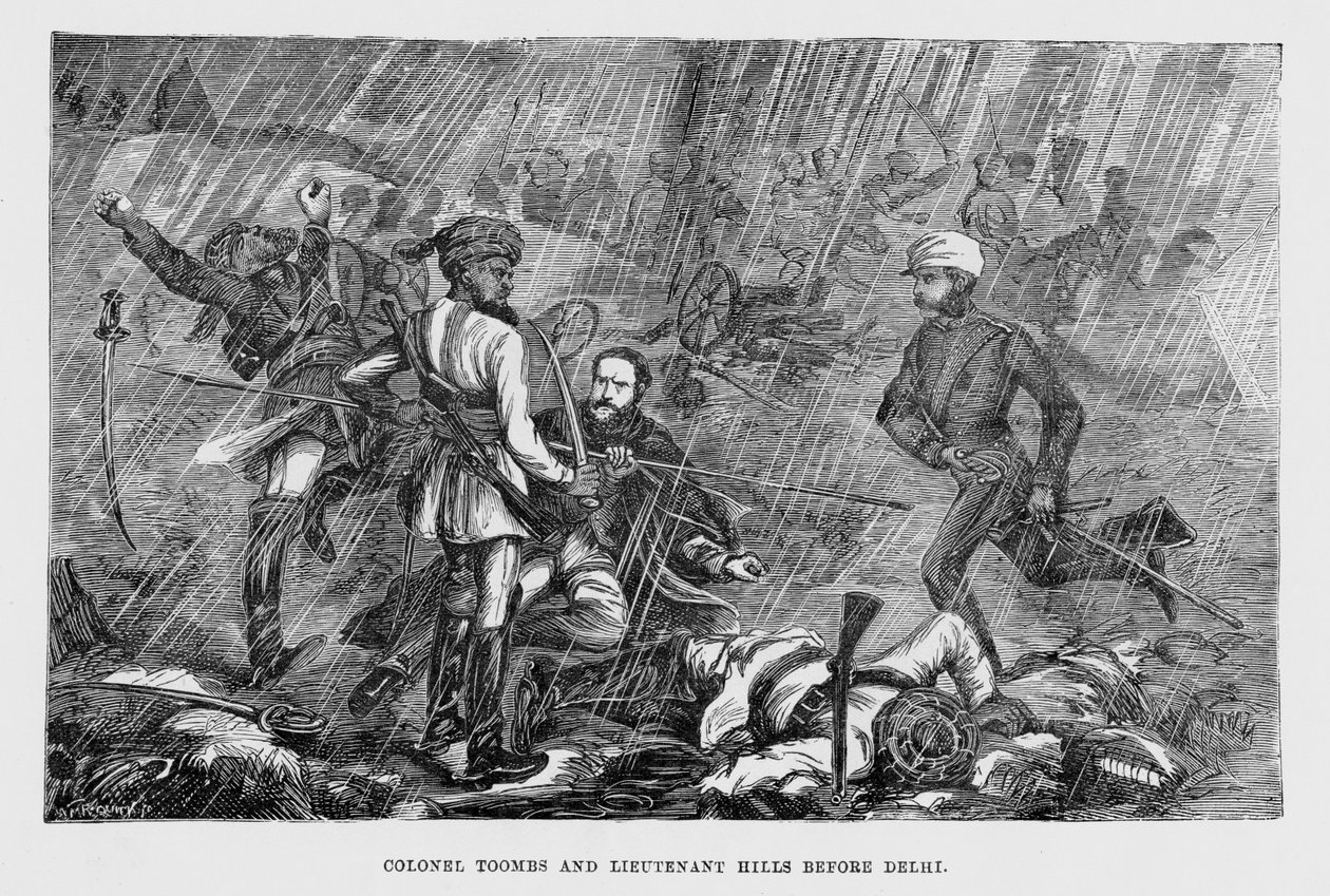 Colonel Tombs and Lieutenant Hills before Delhi by English School