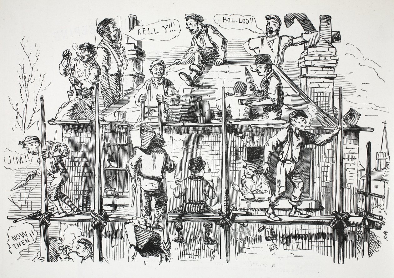 Construction Workers, Illustration from Punch by English School