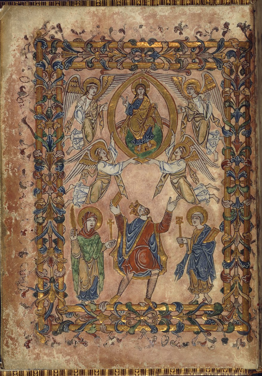 Edgar Offers Charter to Christ, Illustration from The New Minster Charter, 966 by English School